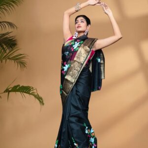 Black Floral Designer Saree