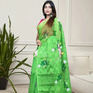 Green Embroidered Party Wear Saree