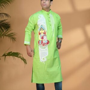 Green Embroidered Festive Kurta